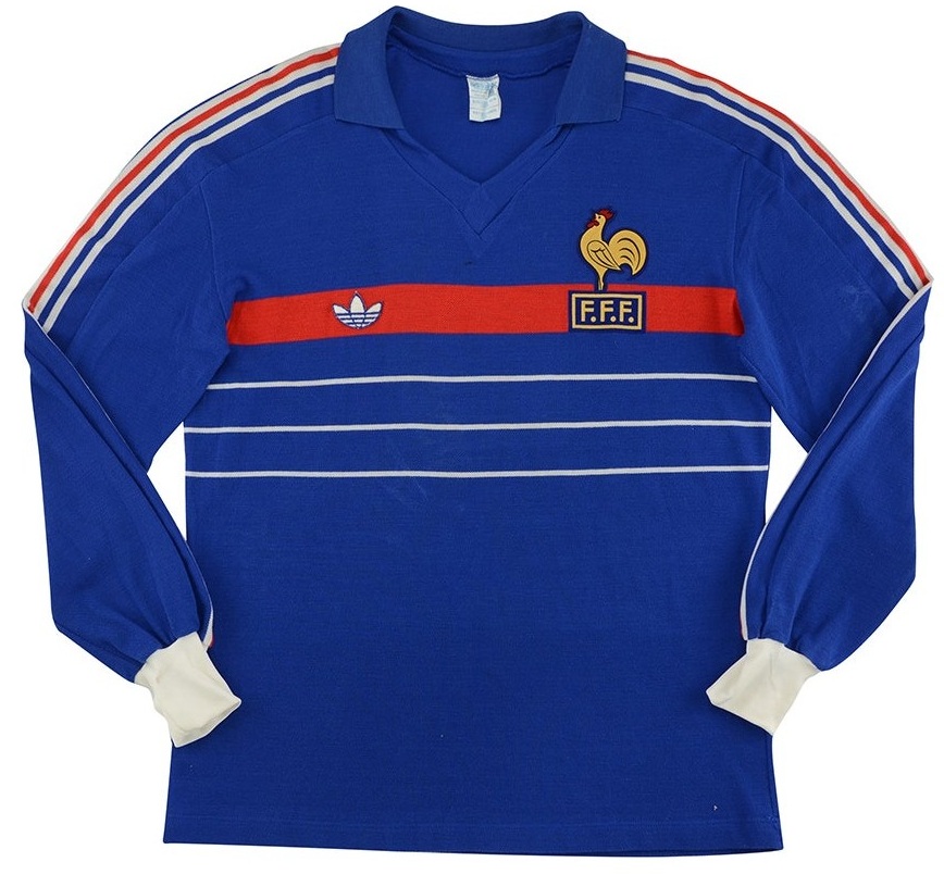 Camisa I Seleção da França 1986 Retro Adidas manga comprida